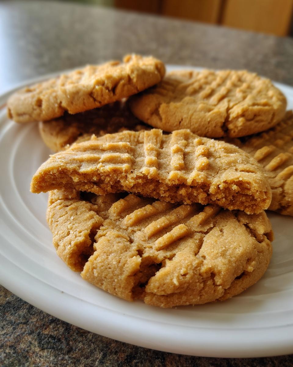 A close-up showing a stack of soft peanut butter cookies, one broken in half to reveal the texture.