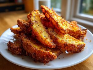 A close-up shot of a pile of golden brown, seasoned air fryer potato wedges on a white plate.