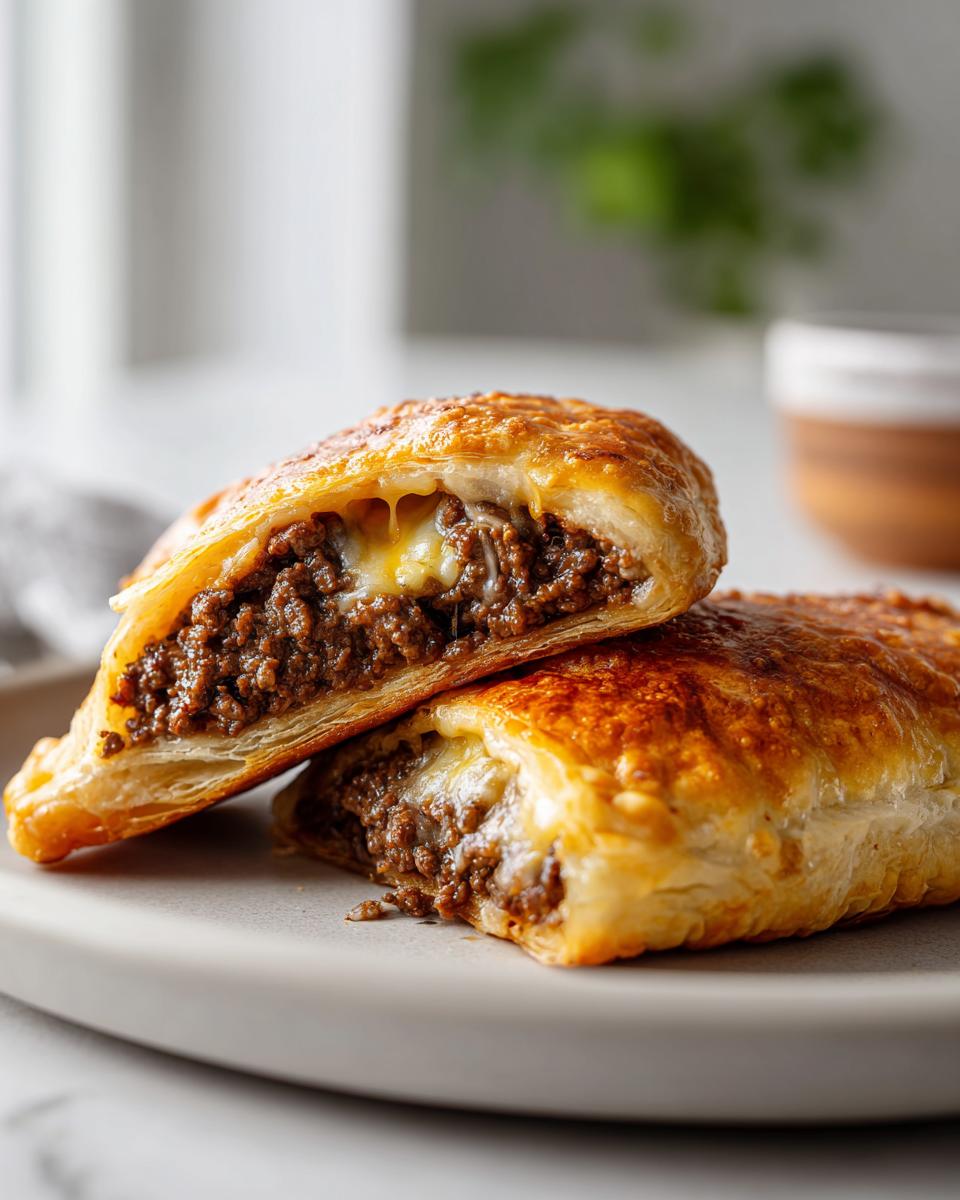 Close-up of an air fryer chimichanga cut in half, showing seasoned ground beef and melted cheese filling.