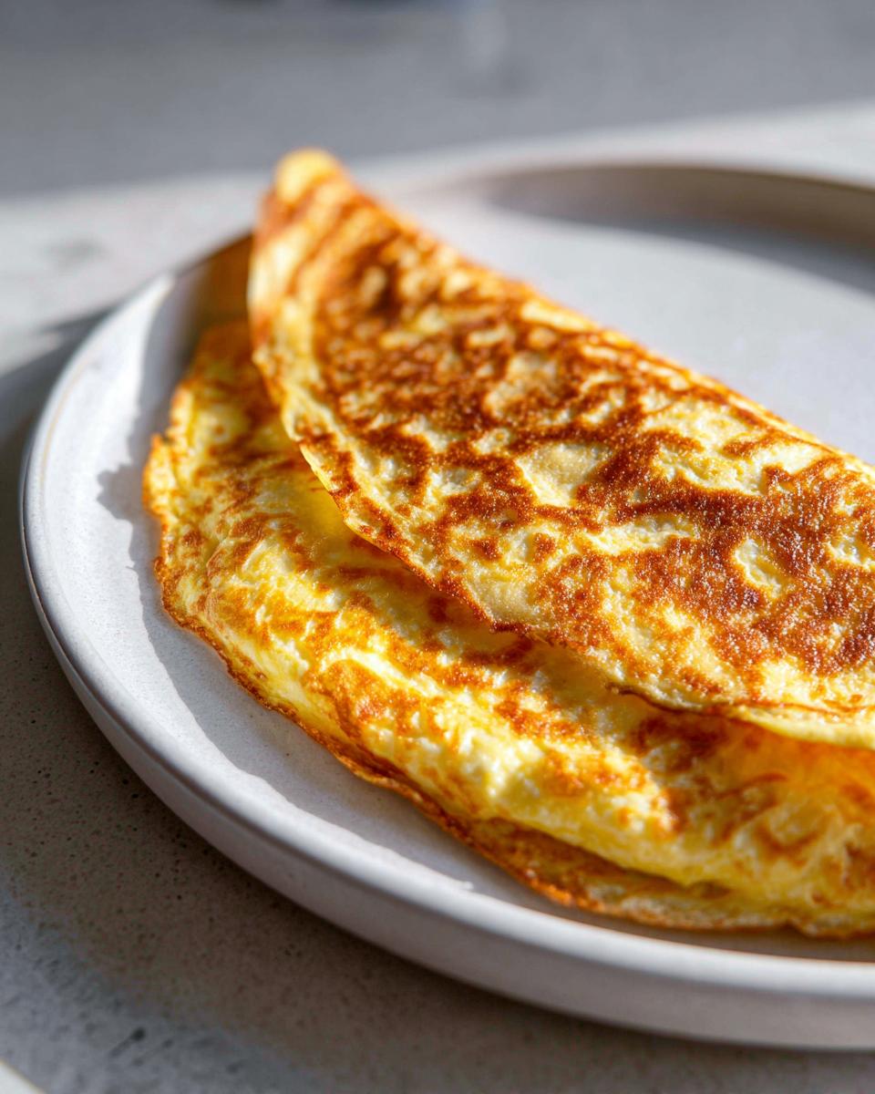 Close-up of a golden brown, folded cottage cheese wrap on a light plate, showing its slightly crispy texture.